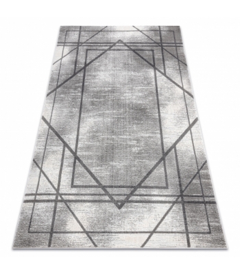 Dywan NOBLE nowoczesny 1520 45 Przecierany, geometryczny, linie - Strukturalny, dwa poziomy runa szary