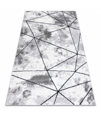Dywan nowoczesny COZY Polygons, geometryczny, trójkąty - Strukturalny, dwa poziomy runa szary