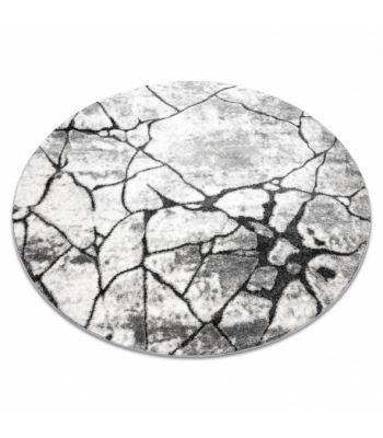 Dywan nowoczesny COZY 8873 Koło Cracks Popękany beton - Strukturalny, dwa poziomy runa ciemny szary