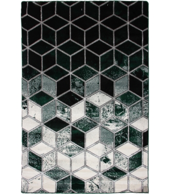 Dywan Infinity Romby Cube Butelkowa Zieleń-Srebrny