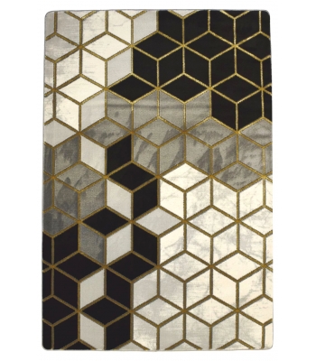 Dywan Infinity Cube 2 Czarny-Złoty-Szary